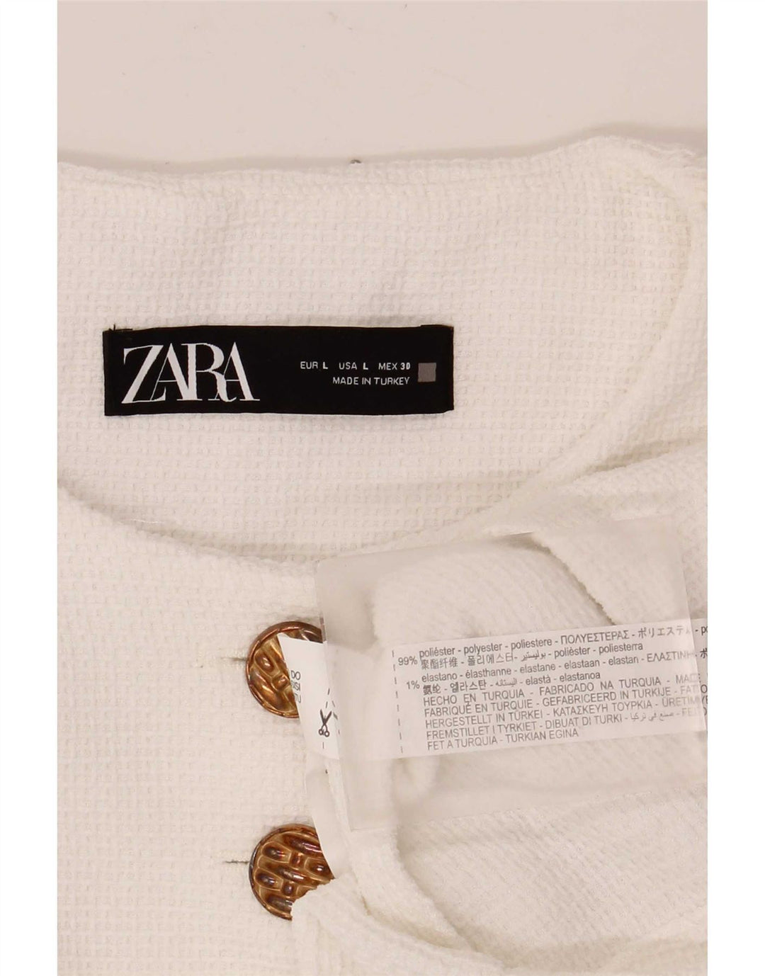 Giacca Bolero da donna Zara UK 16 grande poliestere bianco