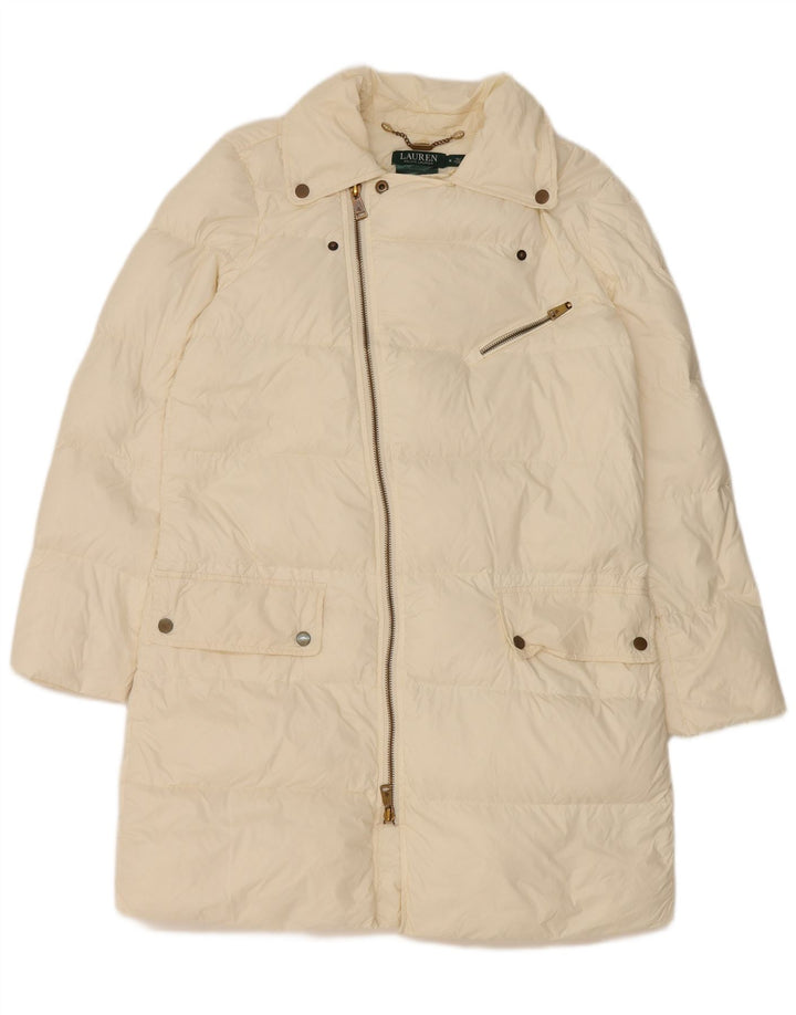 Cappotto imbottito da donna Ralph Lauren UK 14 nylon bianco sporco medio