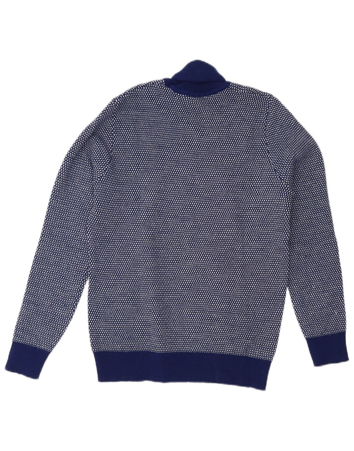 Maglione maglione vintage da donna con collo alto UK 14 blu navy medio