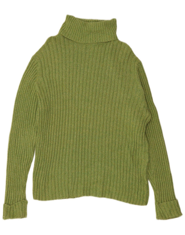EDDIE BAUER Maglione maglione a collo alto da donna UK 18 XL Cotone verde
