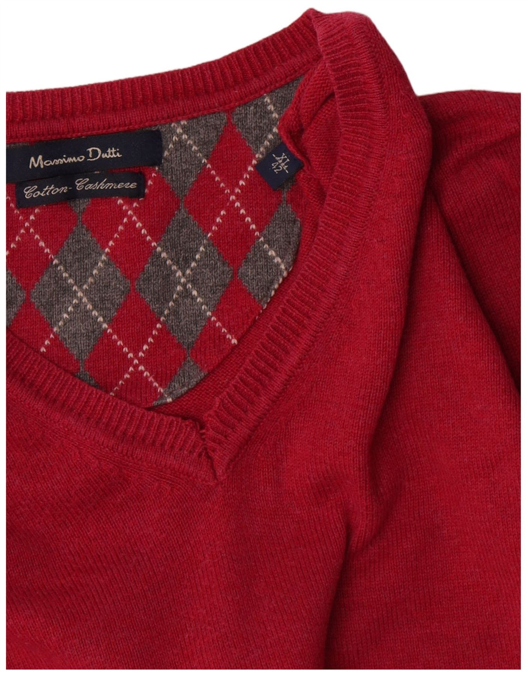 Massimo Dutti Maglione da uomo con scollo a V XL in cotone rosso