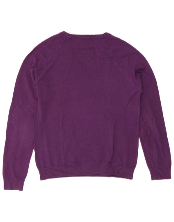 Maglione maglione con scollo a V da donna Zara UK 18 XL cotone viola