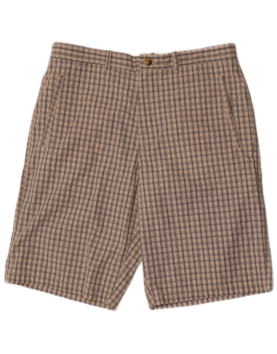 Pantaloncini chino da uomo Marks & Spencer W34 grande cotone a quadri beige