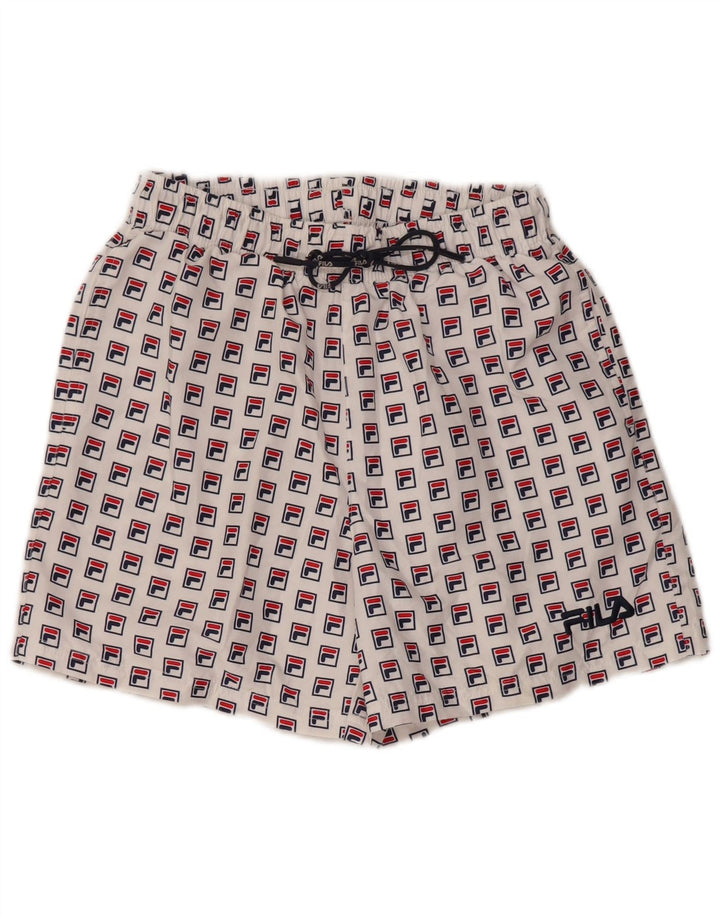 Pantaloncini da bagno grafici da uomo FILA XS poliestere bianco