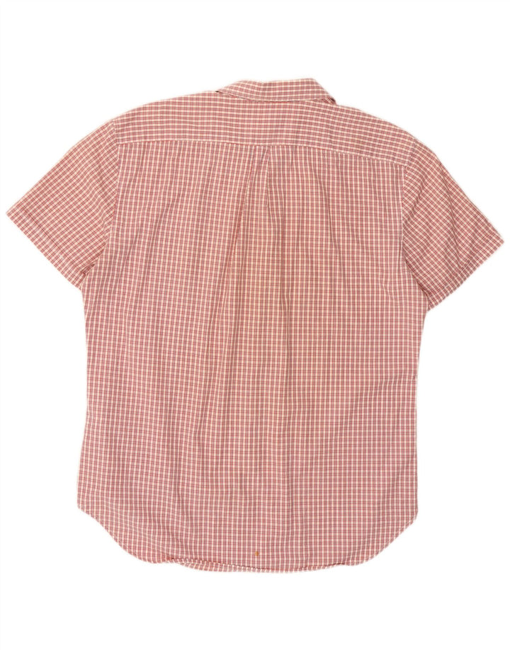 Camicia a maniche corte da uomo Benetton XL in cotone a quadri rossi