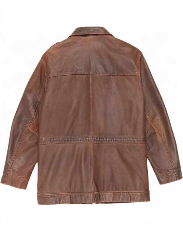 Giacca in pelle militare vintage da uomo UK 36 piccola marrone