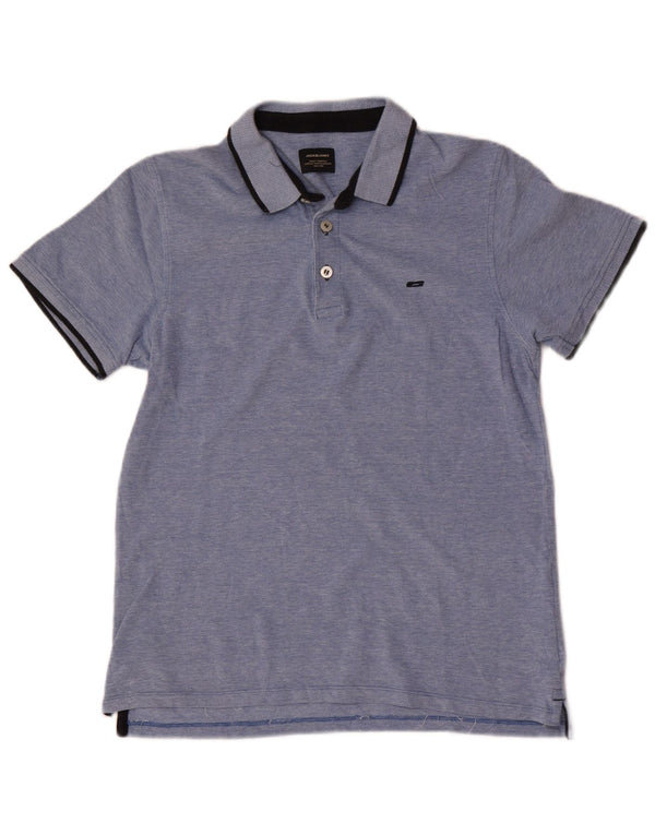 Polo da uomo vestibilità regolare Jack & Jones in cotone blu medio