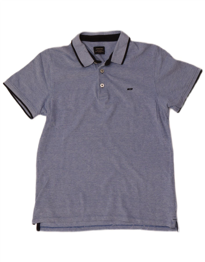 Polo da uomo vestibilità regolare Jack & Jones in cotone blu medio