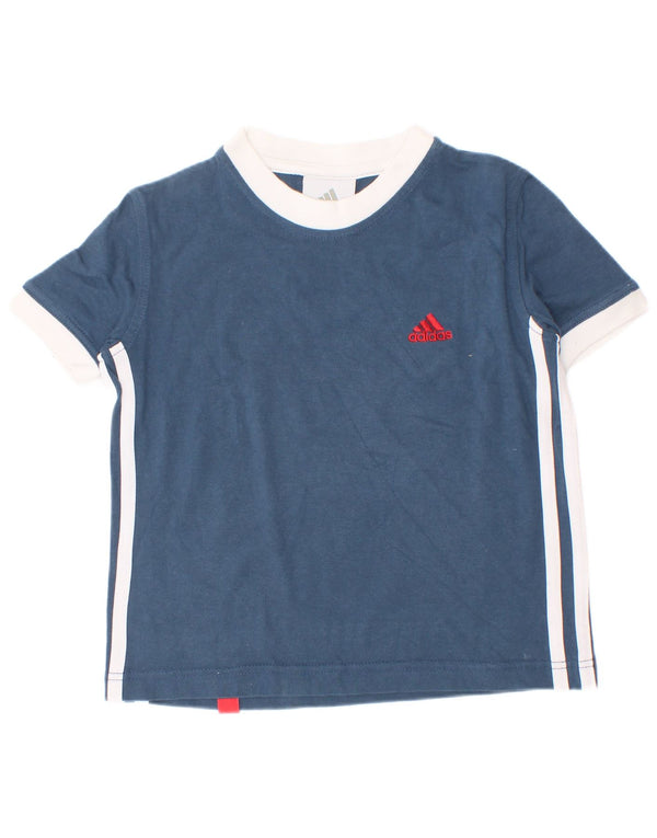 T-shirt Adidas da ragazzo Top 4-5 anni in cotone color block blu