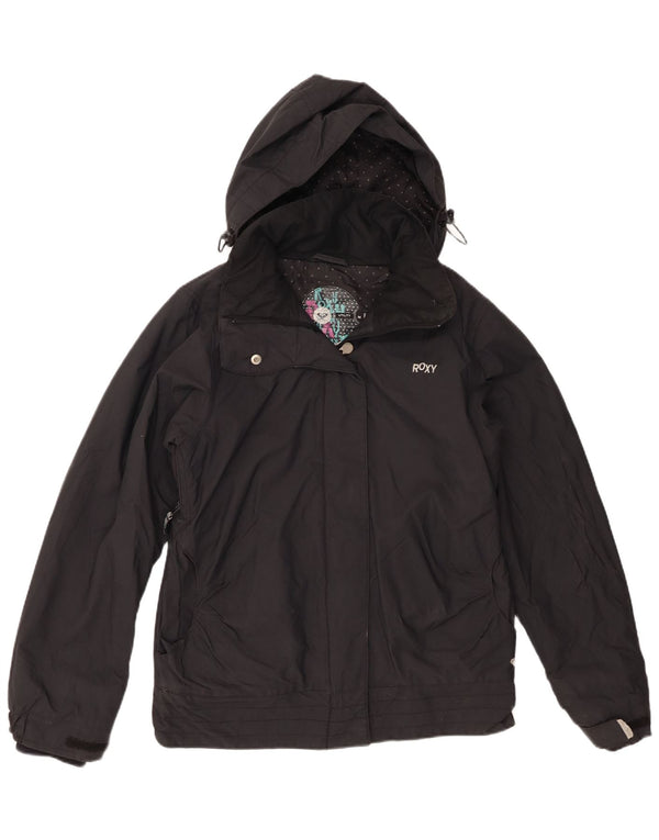 Giacca a vento con cappuccio grafica da donna Roxy UK 14 media nera in poliammide