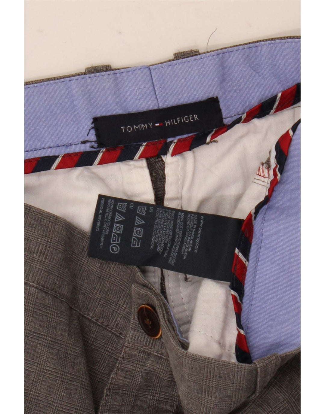 Pantaloni chino dritti da uomo Tommy Hilfiger W30 L30 in cotone grigio