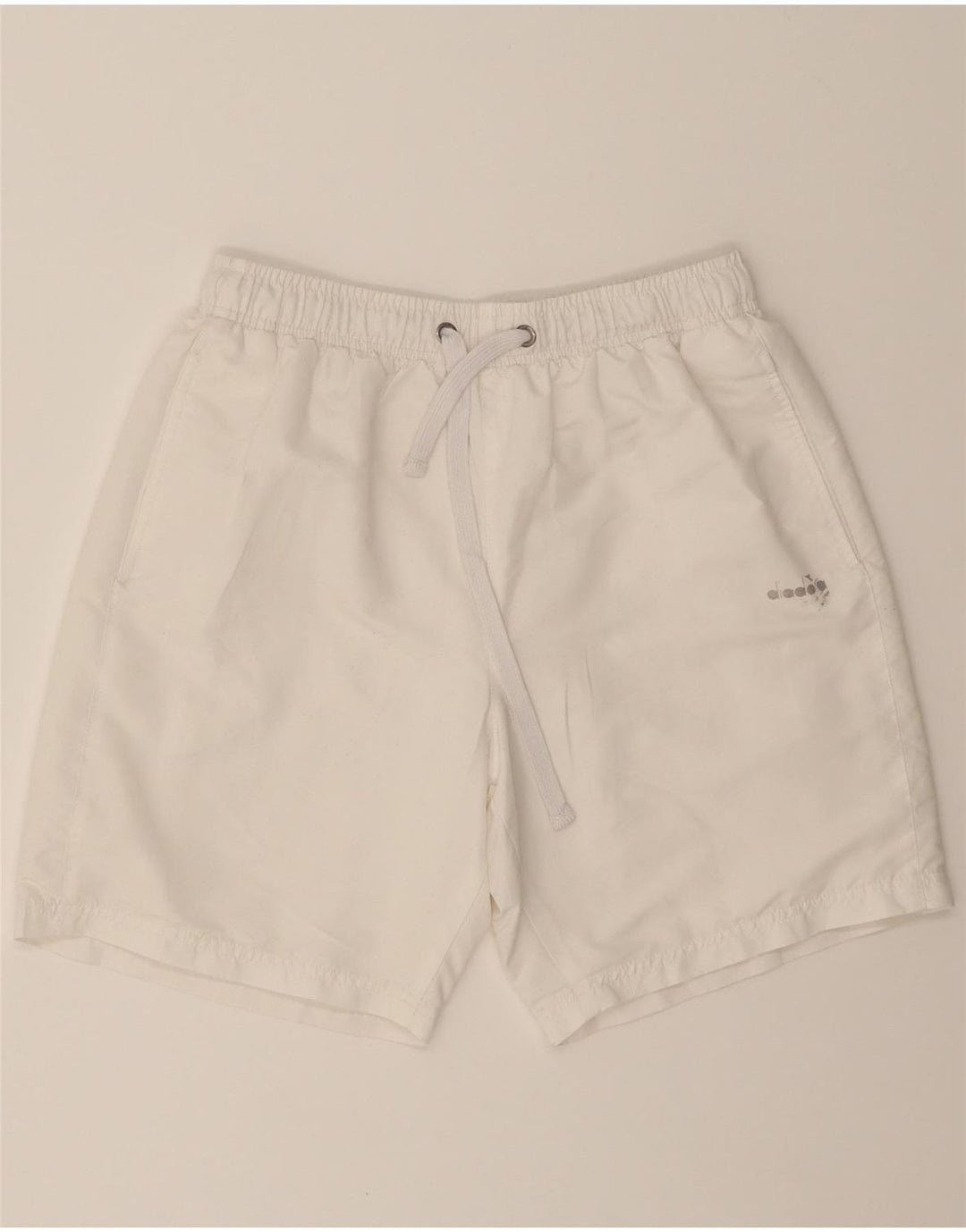 DIADORA Womens High Waist Sport Shorts UK 12 Medium  White Polyester Vintage Diadora and Second-Hand Diadora from Messina Hembry 