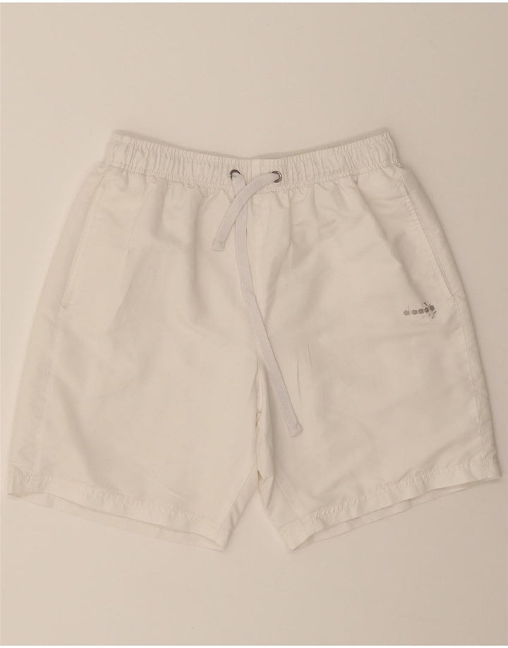 DIADORA Womens High Waist Sport Shorts UK 12 Medium  White Polyester Vintage Diadora and Second-Hand Diadora from Messina Hembry 