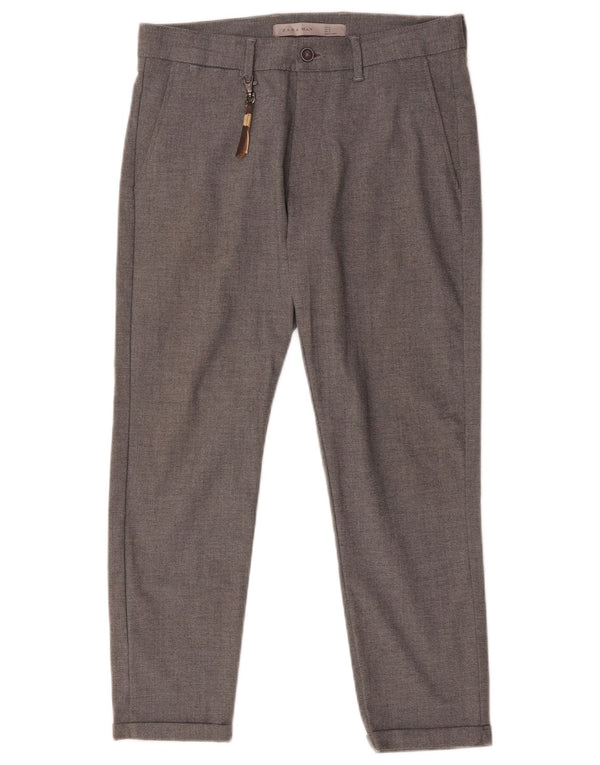Pantaloni chino corti da uomo Zara EU 36 XS W29 L24 poliestere grigio