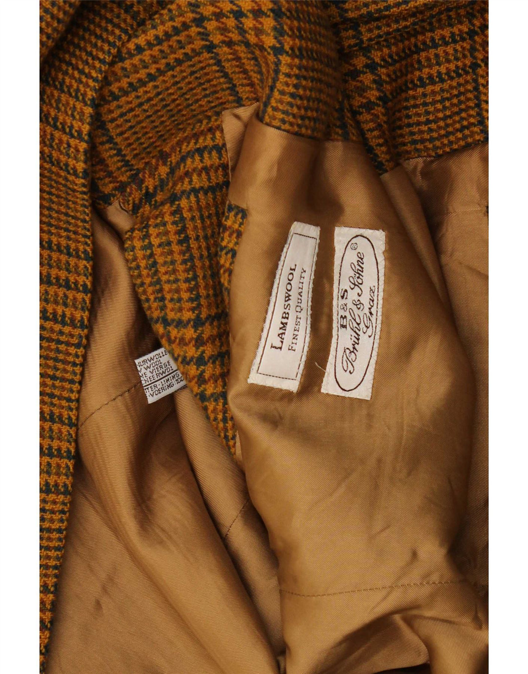 Giacca blazer vintage da uomo a 2 bottoni UK 40 grande lana d'agnello pied de poule marrone