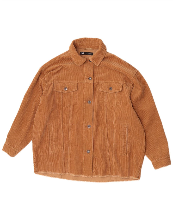 Giacca da donna oversize in velluto a coste Zara UK 10 piccola in cotone marrone