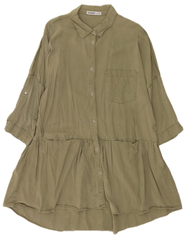Abito camicia da donna Zara con maniche a pipistrello UK 18 XL Cachi