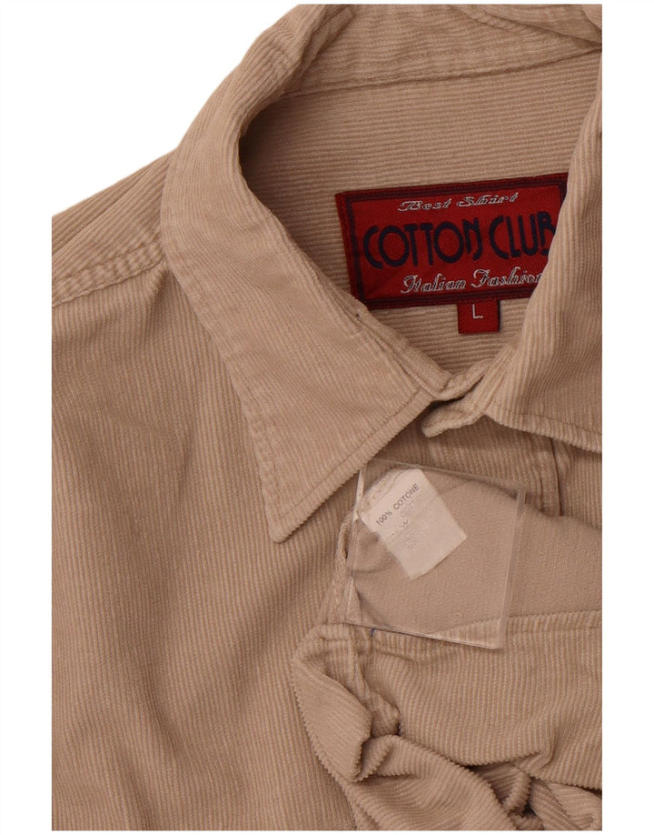 COTTON CLUB Camicia da uomo in velluto a coste grande in cotone beige