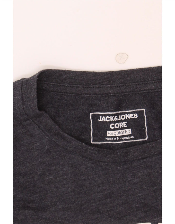 JACK & JONES Mens Regular Fit Graphic T-Shirt Top Medium Navy Blue Cotton Vintage Jack & Jones and Second-Hand Jack & Jones from Messina Hembry 