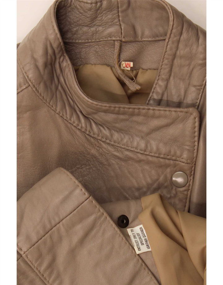 Giacca in pelle oversize da donna vintage UK 14 Marrone medio retrò