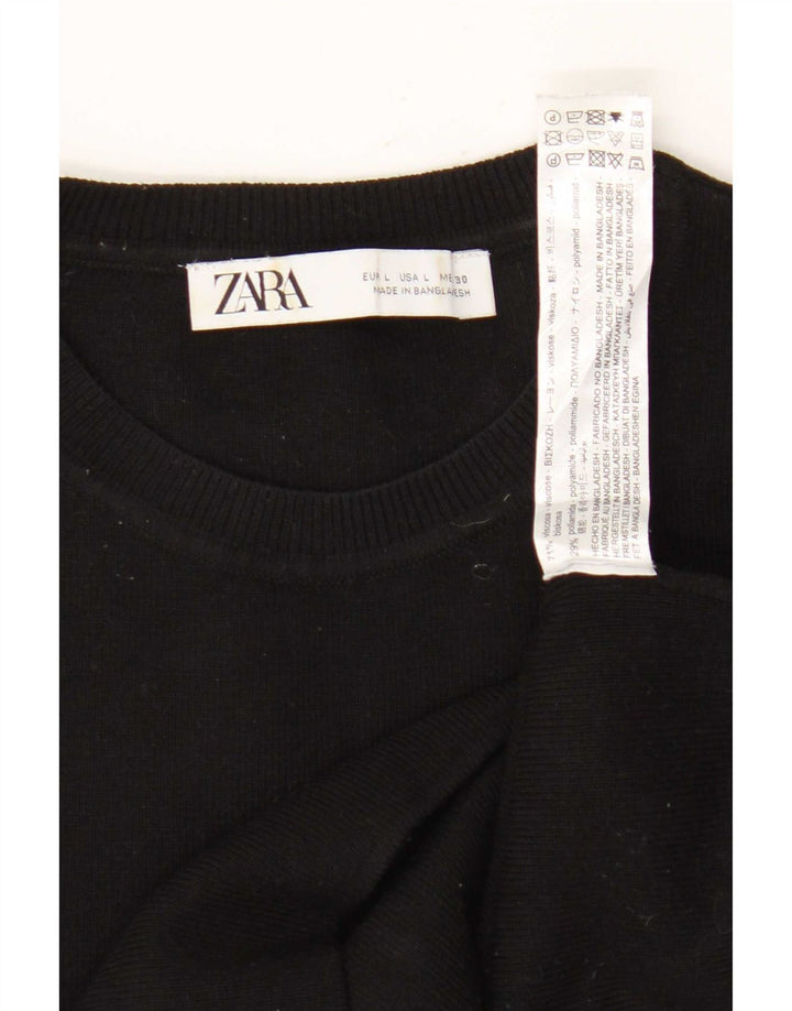 Top corto da donna Zara UK 14 grande in viscosa nera