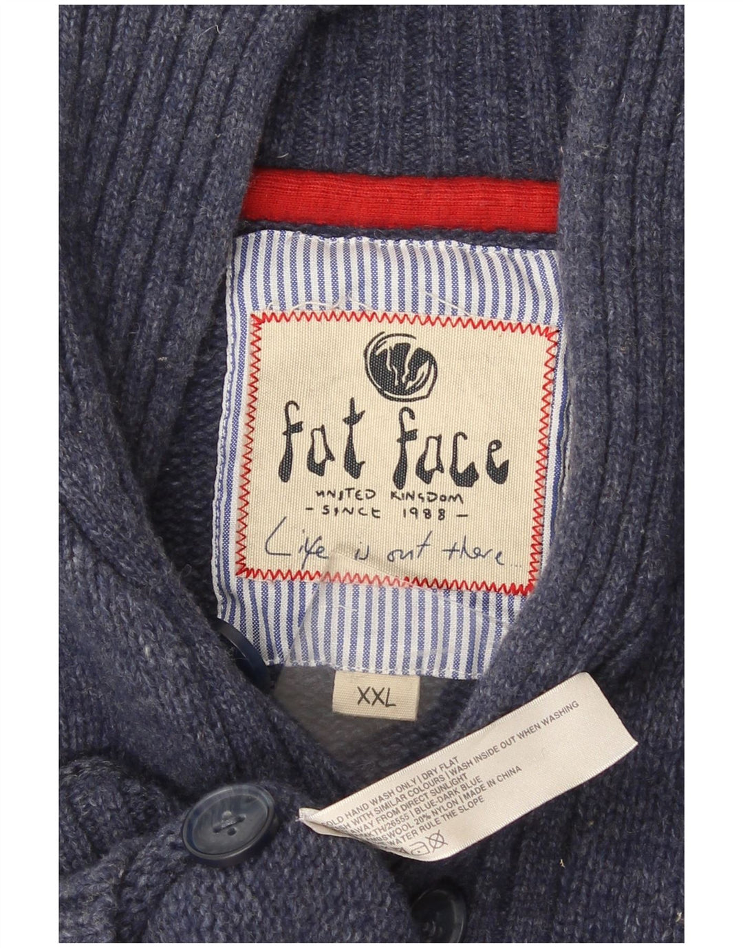 Maglione da uomo con collo a scialle Fat Face 2XL Lana d'agnello blu navy