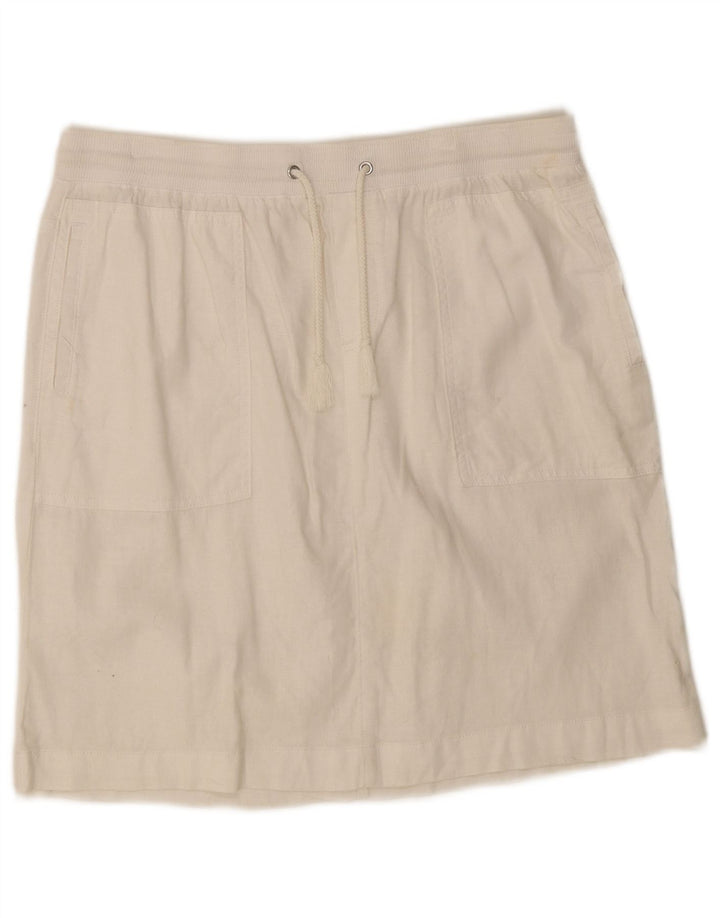Gonna dritta da donna Marks & Spencer UK 14 Large W32 lino bianco