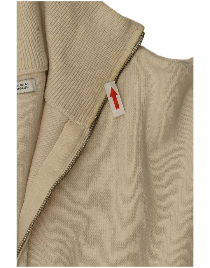 Maglione Zara da uomo con zip e collo XL in cotone beige
