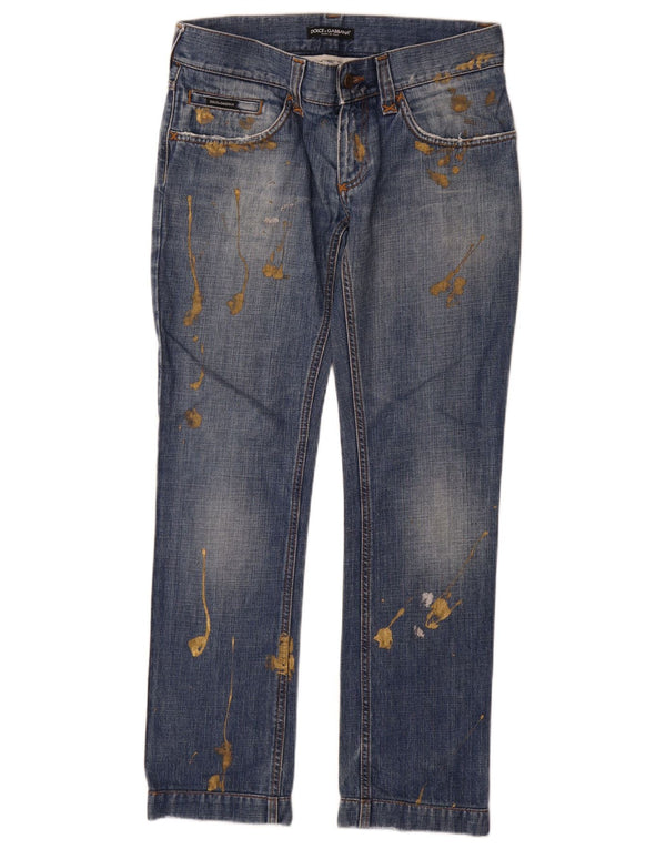 Jeans dritti da donna Dolce & Gabbana IT 46 Large W32 L32 Blu screziato