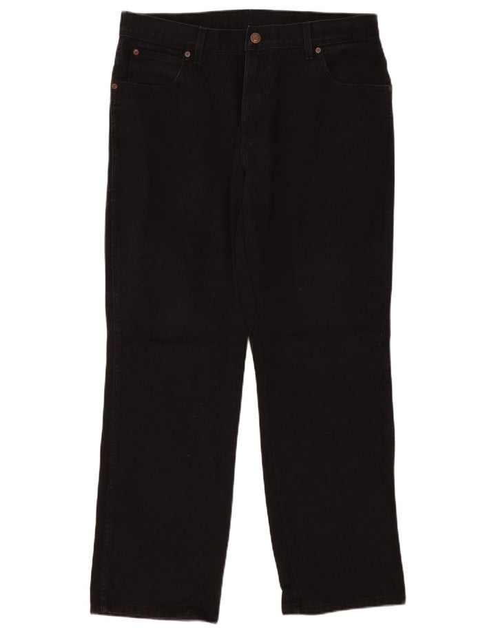 Jeans dritti da uomo Wrangler vestibilità regolare W36 L30 cotone nero