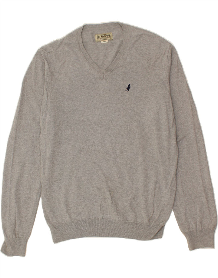 MARLBORO CLASSICS Mens V-Neck Jumper Sweater Small Grey Vintage Marlboro Classics and Second-Hand Marlboro Classics from Messina Hembry 