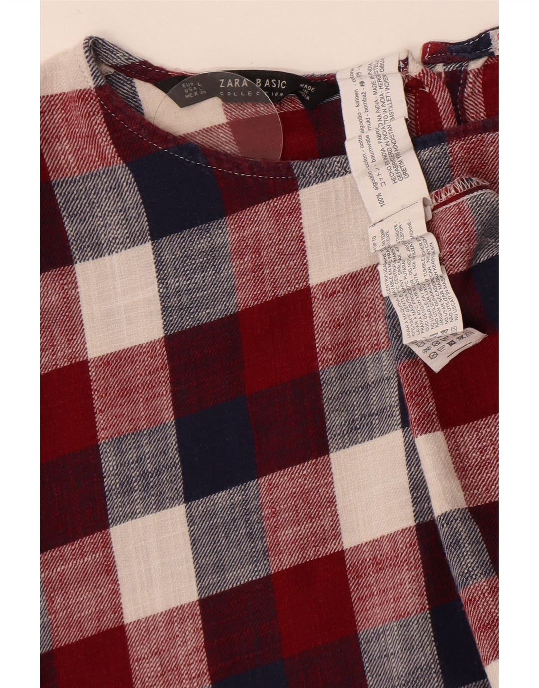 Camicia Zara da donna a maniche corte camicetta UK 16 grande quadretto multicolore