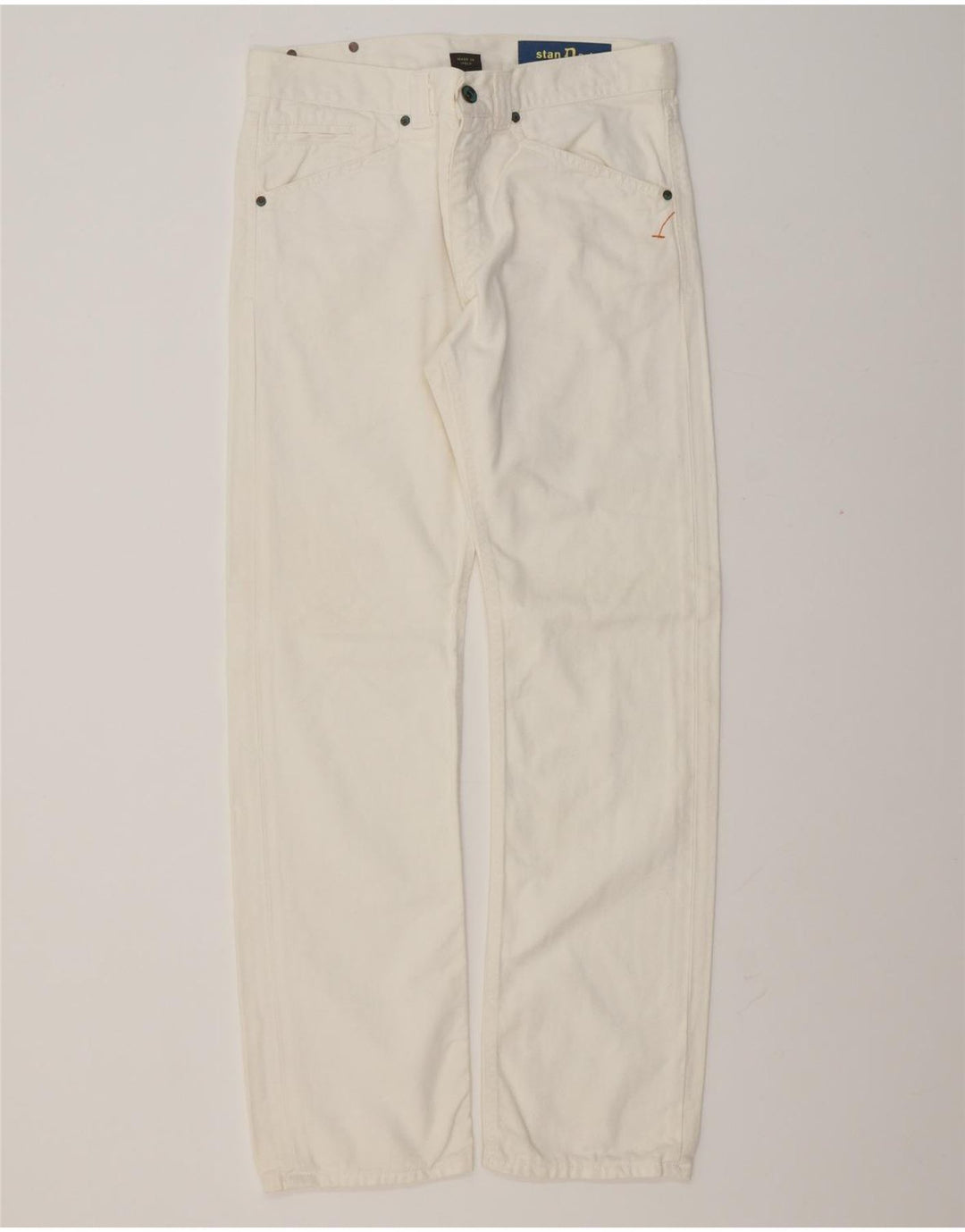 Dondup Jeans dritti Stan Dart da uomo W33 L32 cotone bianco