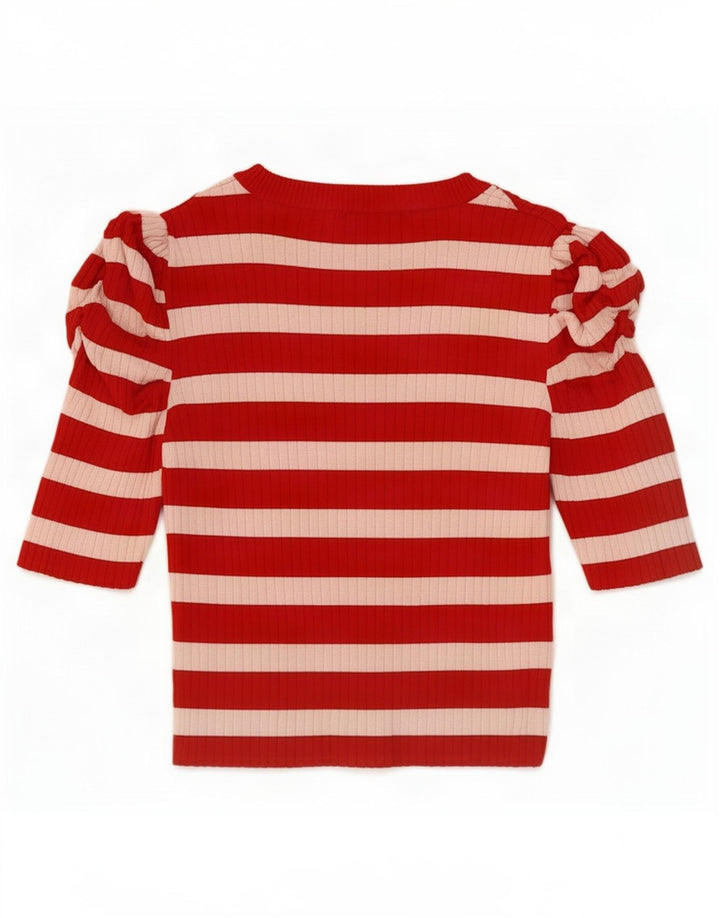 Top corto da donna Zara UK 8 piccolo in viscosa a righe rosse