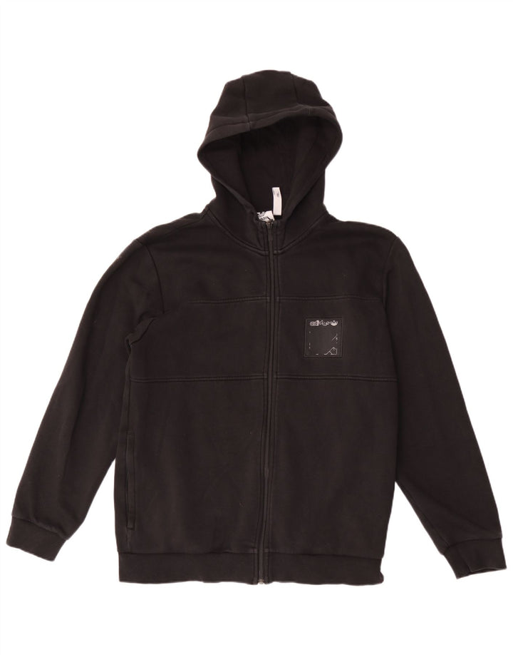 Maglione con cappuccio e zip Adidas da uomo in cotone nero medio