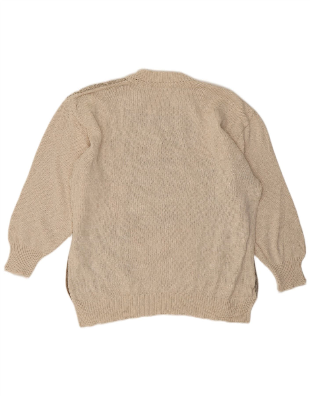 Maglione maglione girocollo da donna vintage EU 42 grande patchwork beige