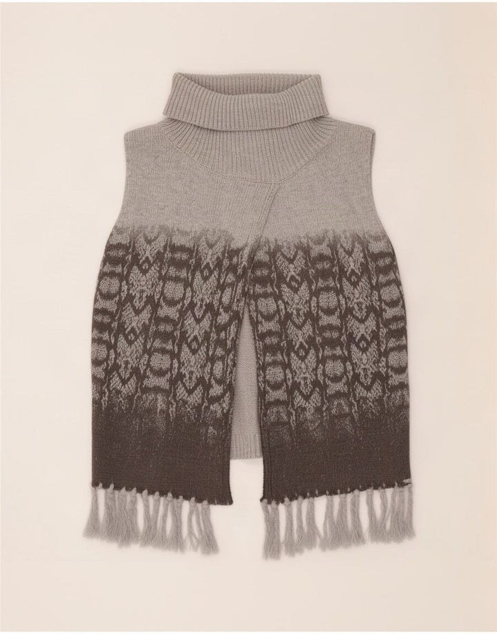 Desigual Womens Graphic Roll Neck Poncho Jumper Taglia unica Grigio geometrico
