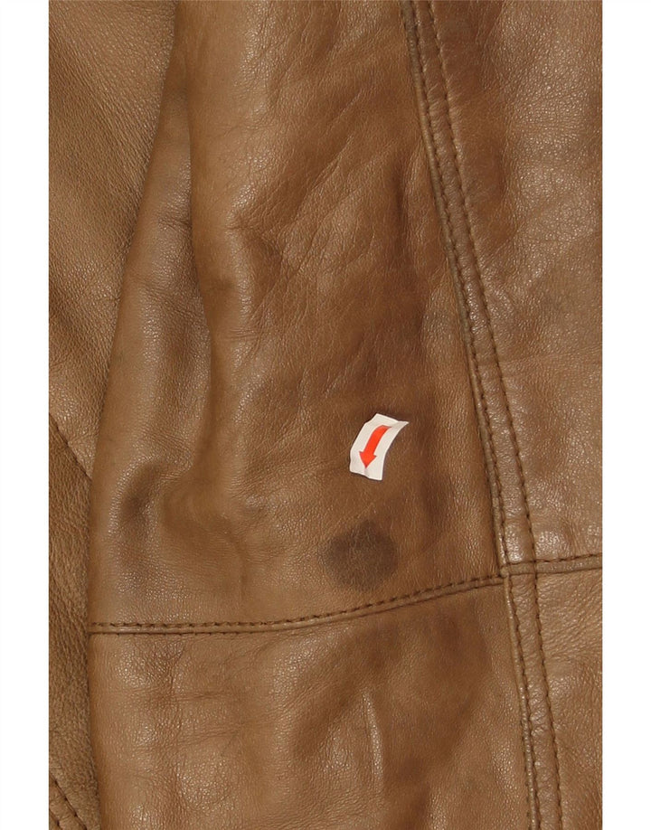Giacca in pelle vintage da uomo IT 56 3XL Marrone