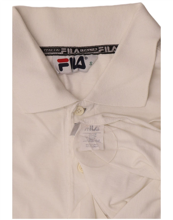 Polo da uomo a maniche lunghe Fila Small in cotone bianco