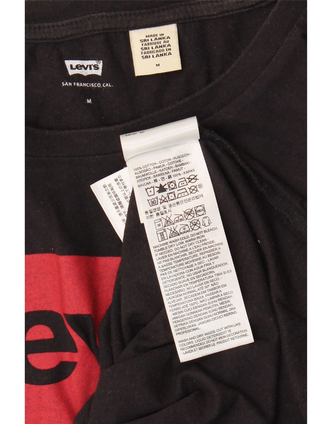 T-shirt grafica da donna Levi's Top UK 14 cotone nero medio