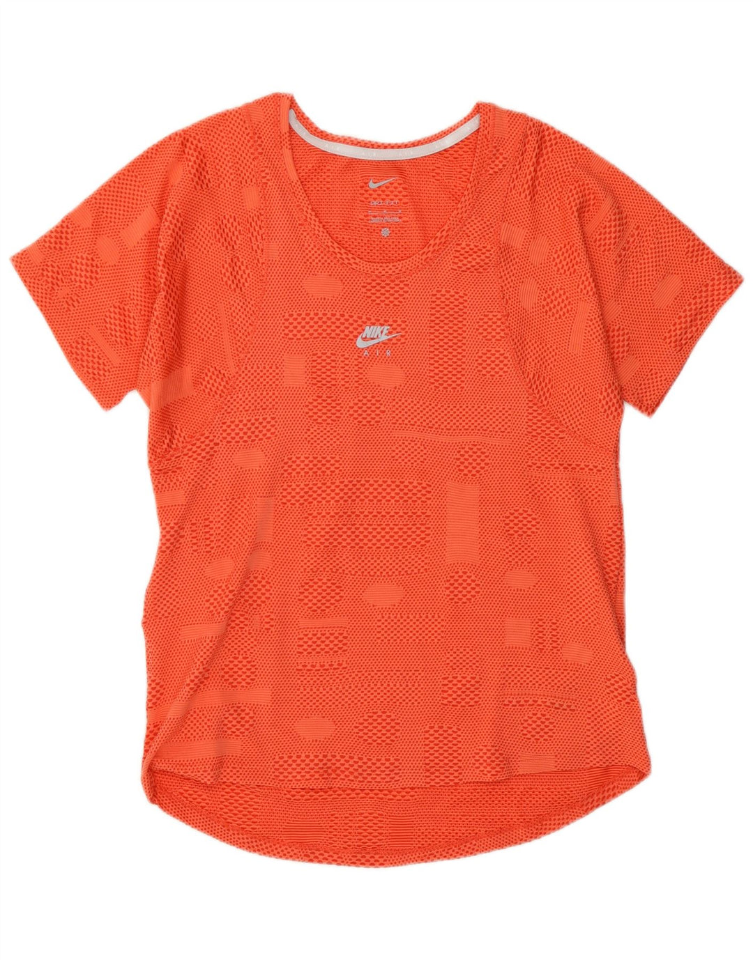 T-shirt Nike Dri Fit da donna Top UK 12 Poliestere geometrico arancione medio