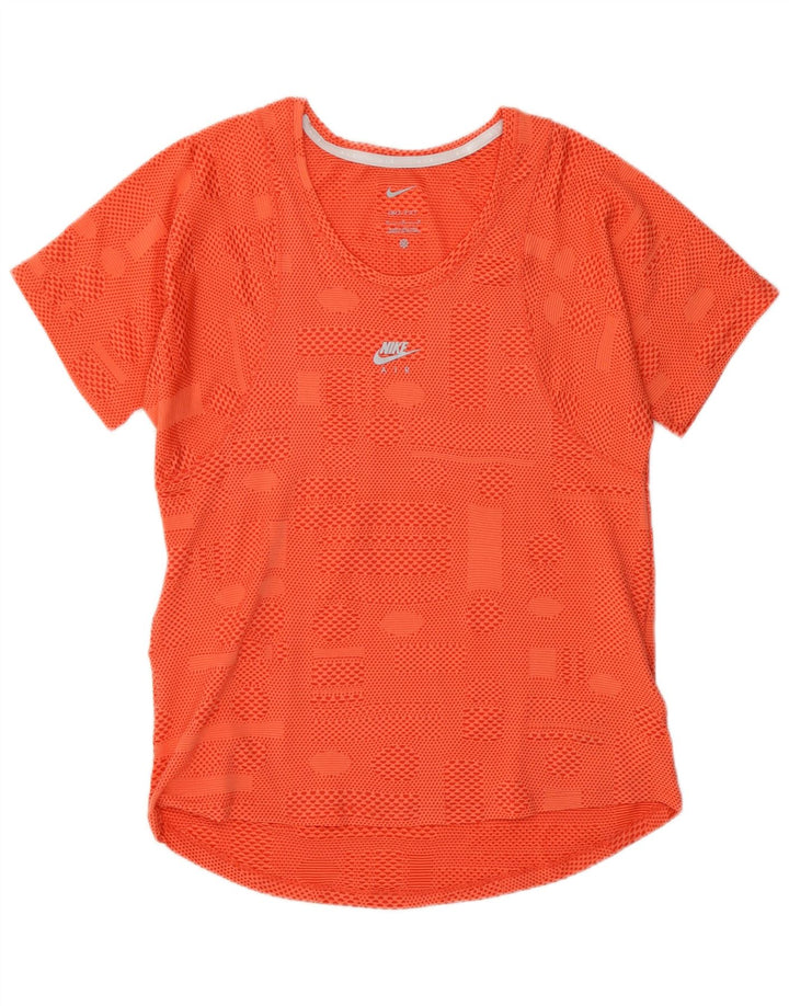 T-shirt Nike Dri Fit da donna Top UK 12 Poliestere geometrico arancione medio