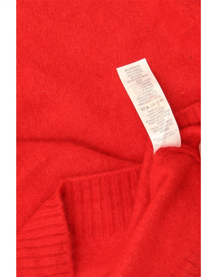 Maglione maglione girocollo corto da donna Marks & Spencer UK 8 piccolo rosso