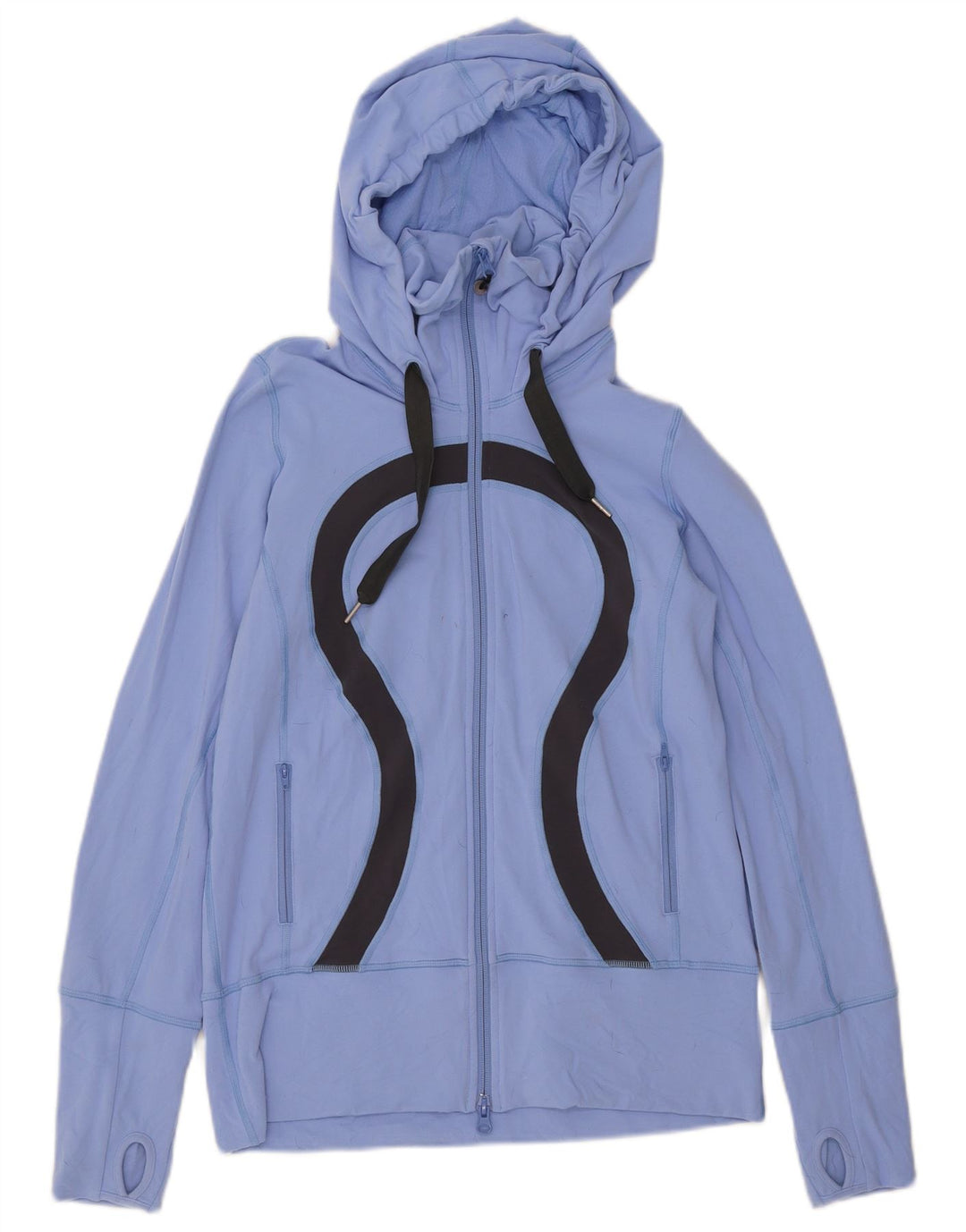 Lululemon Felpa con cappuccio con zip grafica da donna US 8 Nylon blu medio