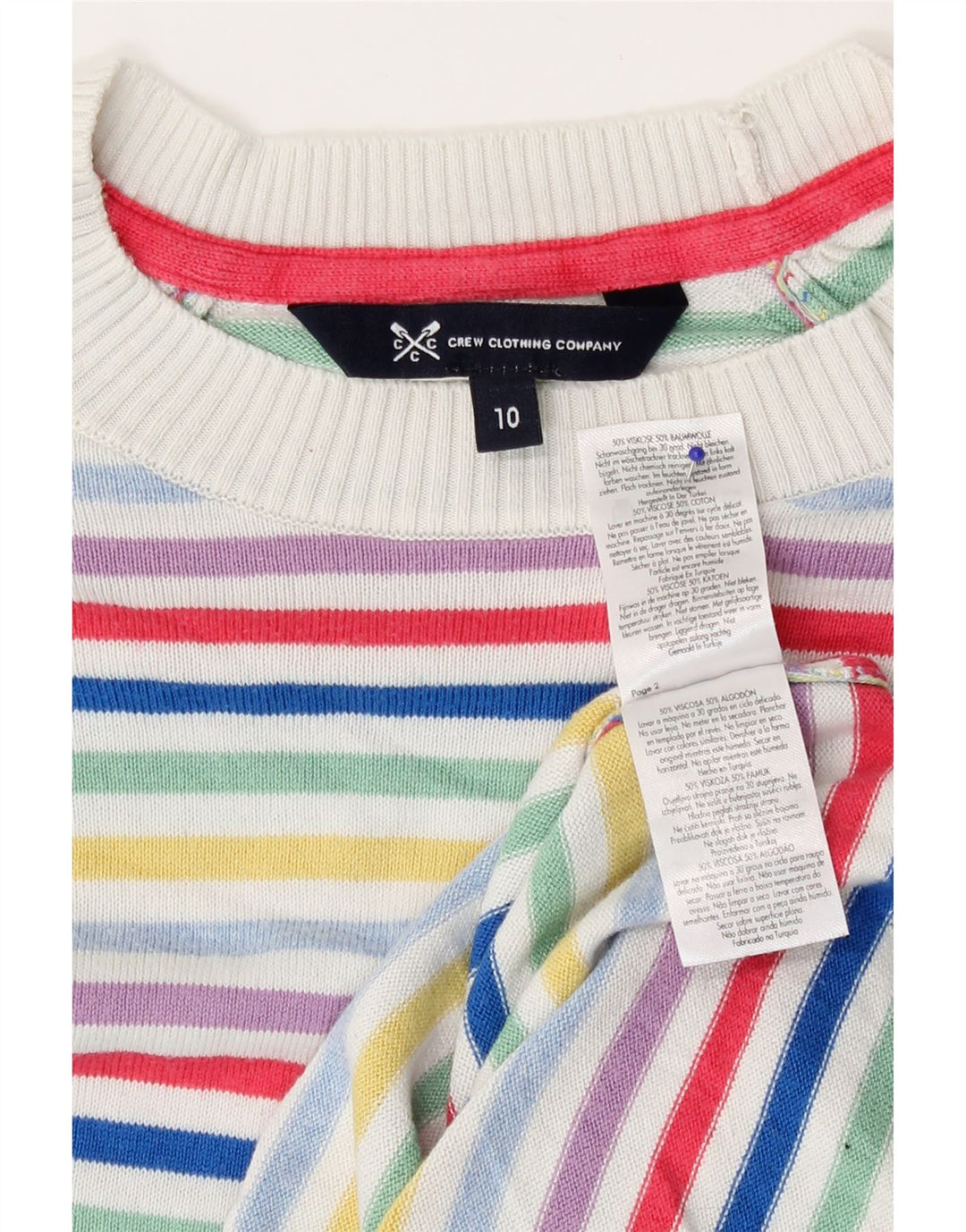Crew Clothing Maglione maglione girocollo da donna UK 10 piccolo multicolore
