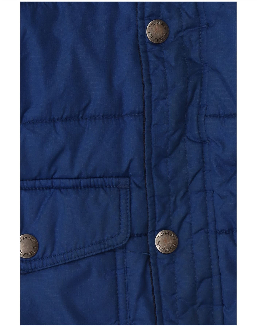 TOMMY HILFIGER Boys Graphic Padded Jacket 4-5 Years XS Blue Colourblock