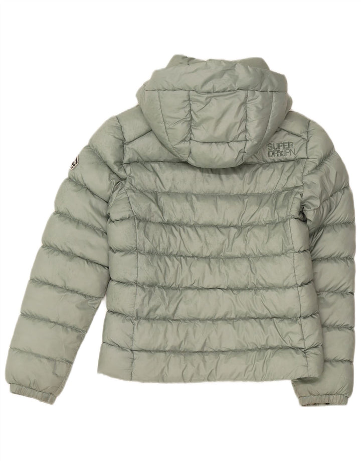 Giacca imbottita con cappuccio da donna Superdry UK 12 poliestere verde medio