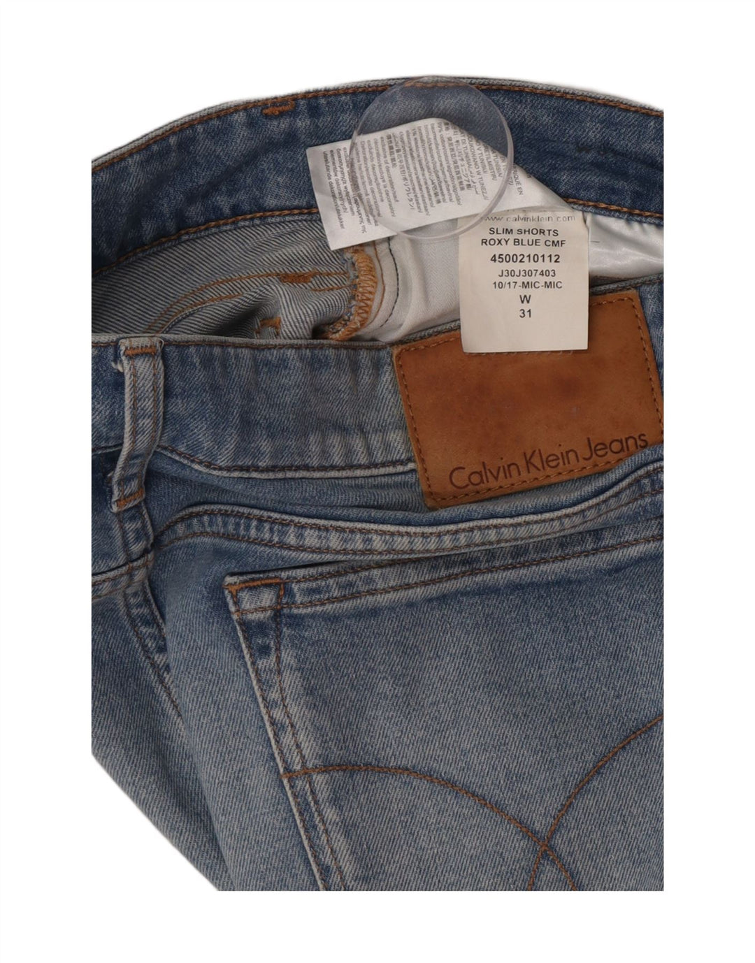 Pantaloncini di jeans slim da donna Calvin Klein W31 cotone blu medio