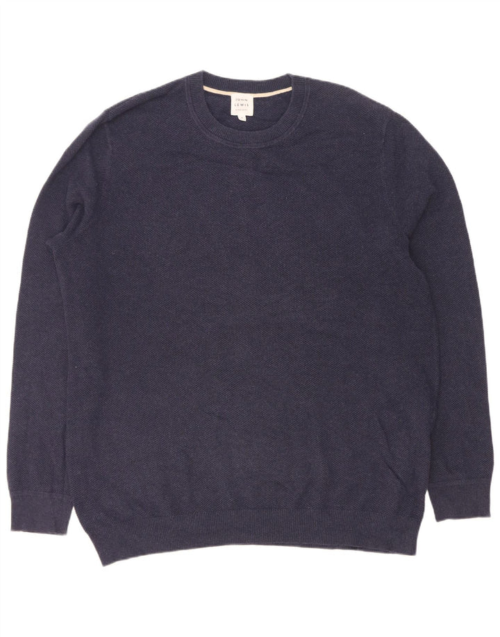 Maglione maglione girocollo da uomo John Lewis in cotone blu navy medio