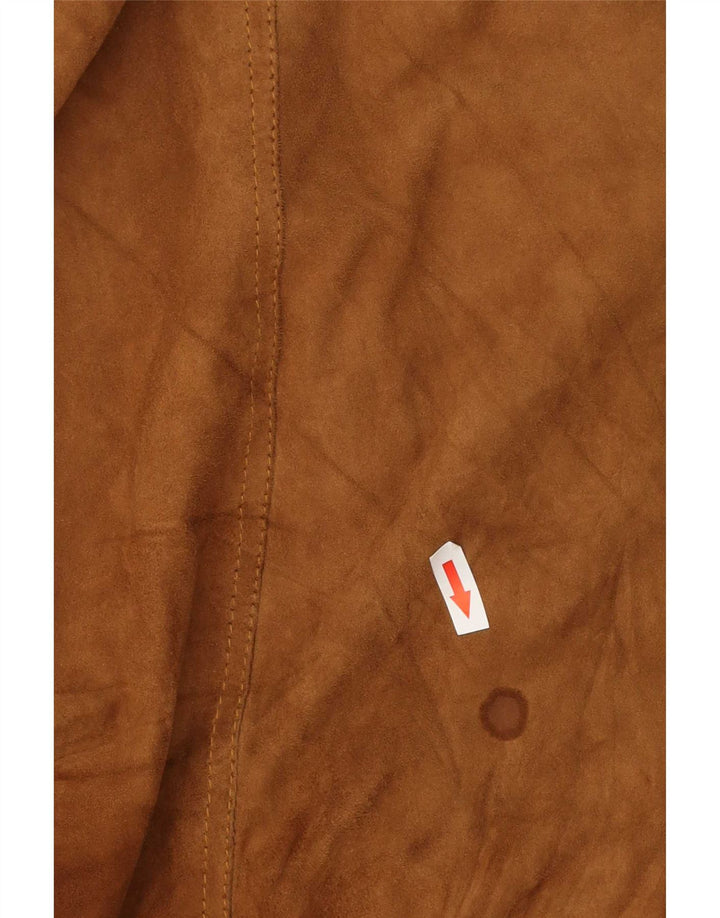 Giubbotto bomber vintage in pelle scamosciata da uomo IT 52 XL in pelle marrone